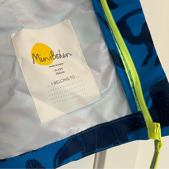 Mini Boden Blue Dinosaur Packable Rain Jacket 11-12years - Picture 2 of 7